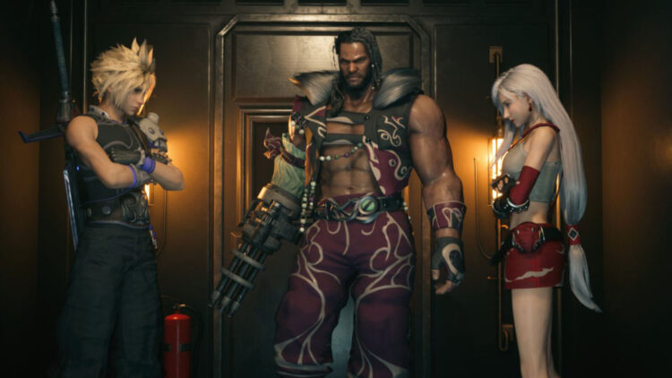 Barret obtains a Yoshitaka Amano-styled overhaul in this Final Fantasy 7 Remake mod