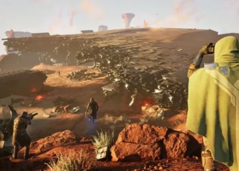 rewrite this title to be trendy and engaging The final Dune Awakening beta before launch is now live, as thousands flock to the sands to mine iron and stab each other